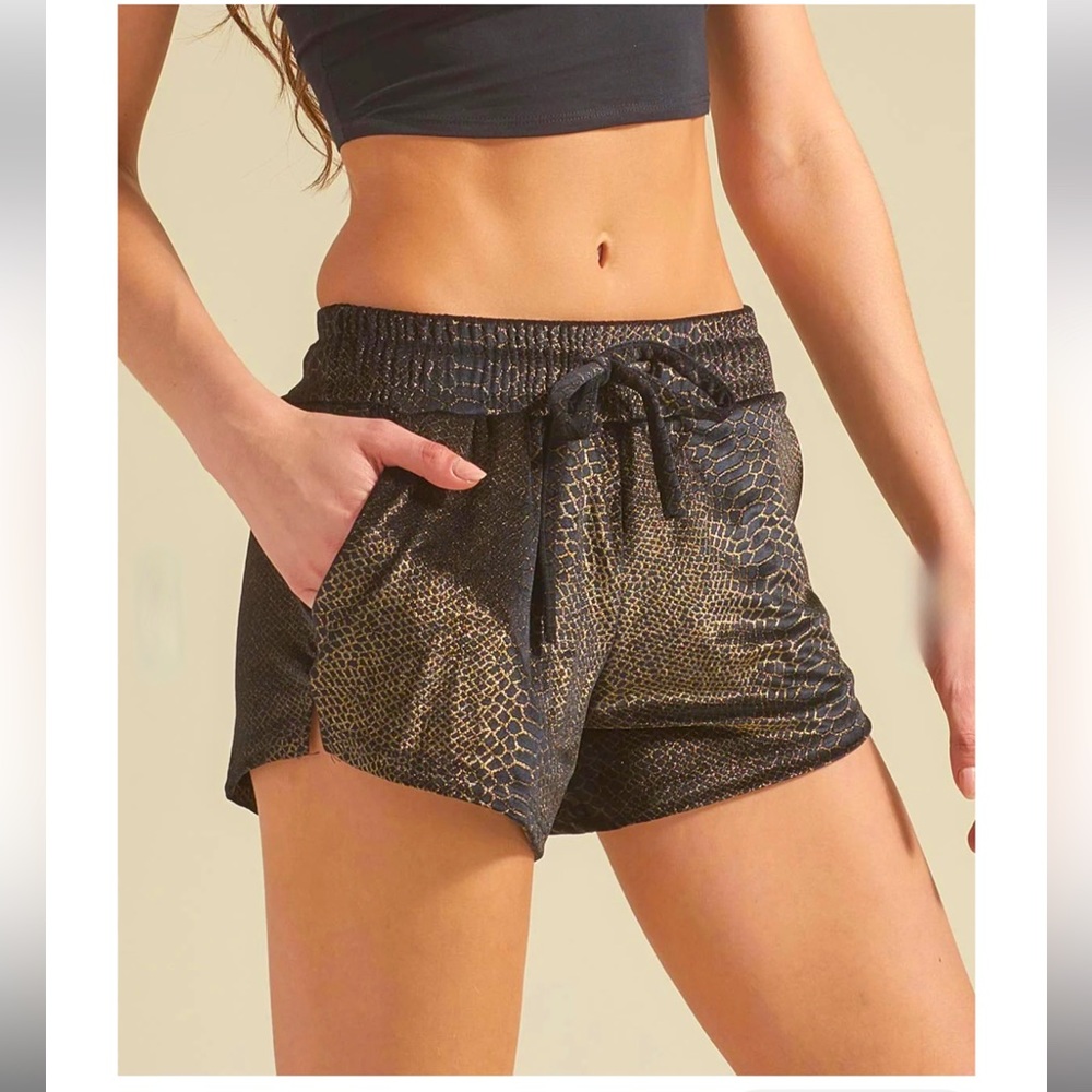 SOLD OUT!!  SPIRITHOODS BLACK SNAKESKIN VELVET SHORTS | NWT